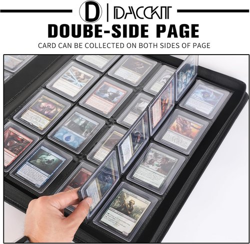 D DACCKIT Top Loader Binder - 16-Pocket Holder for 640 Trading Cards | Sky Blue, 3" x 4" Size