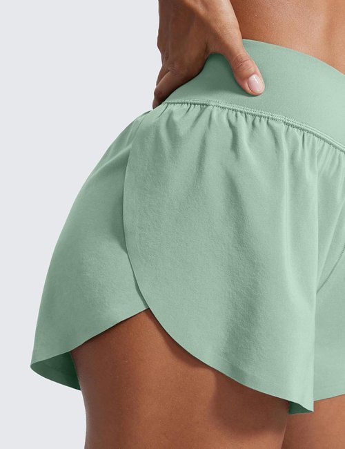 CRZ YOGA High Waisted Running Shorts - Comfy Mesh Liner for Women | Quick Dry, 3-Inch Length