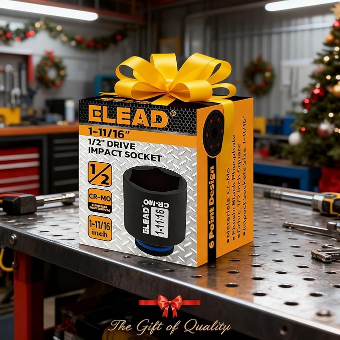 ELEAD 1/2" Drive Deep Impact Socket, 1-11/16 inch SAE 6 Point 1/2-inch Drive Impact Axle Nut Sockets, CR-MO Nut Socket Set, Oil Filter Sockets, Tools for Easy Removal of Axle Shaft Nuts