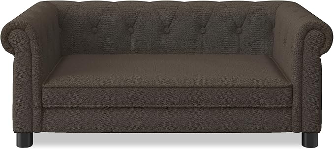 Dog Couch for Large Dogs, Elevated Durable Pet Sofa Bed, 24" W Comfortable Modern and Stylish Dog Sofa Couch with Dry Cleanable Fabric, Furniture for Medium & Large Breed (Dark Brown)