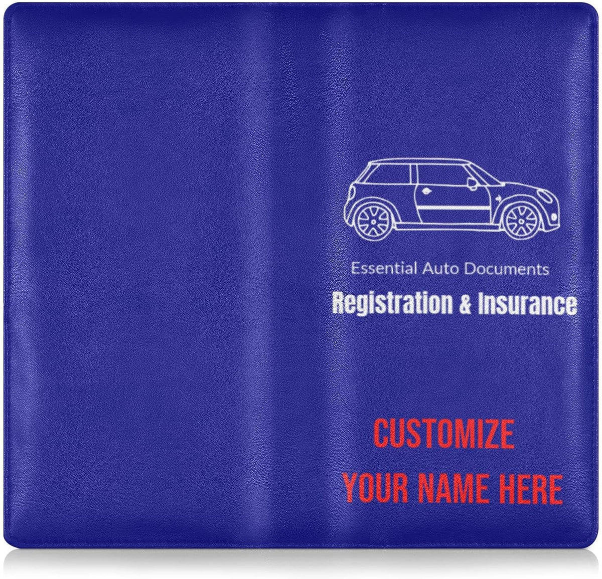 Custom Car Registration and Insurance Card Holder Personalized Leather Glove Box Organize Men Women Wallet Accessories Case for Cards, Essential Document Driver License Navy Blue