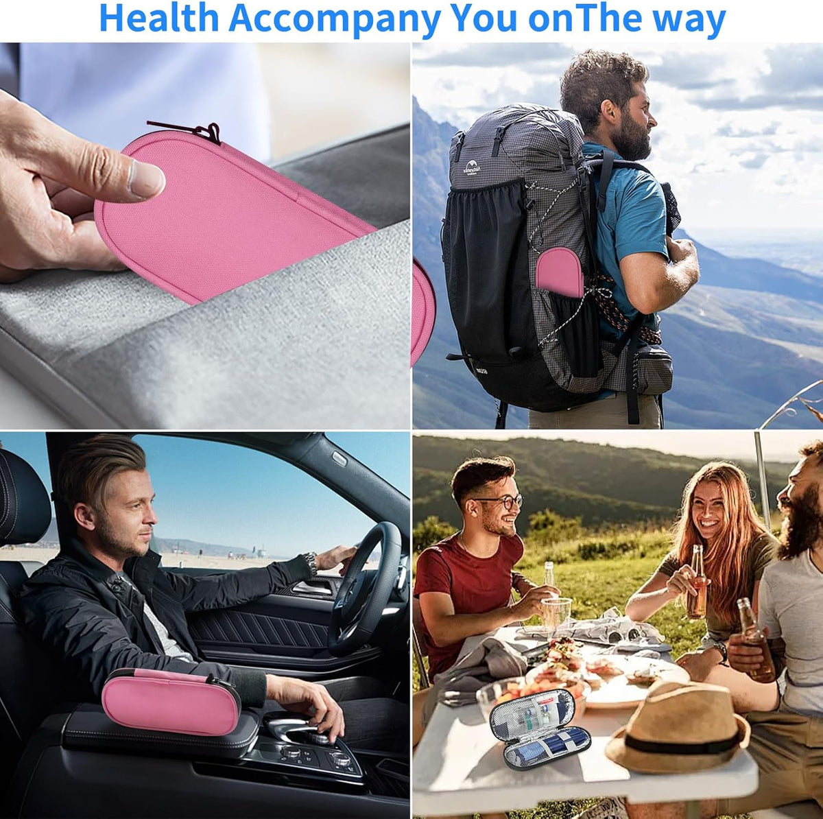 Skiennix Insulin Pen Cooler Case - Travel-Friendly Design with 2 Reusable Ice Packs | Pink Diabetic Medication Storage