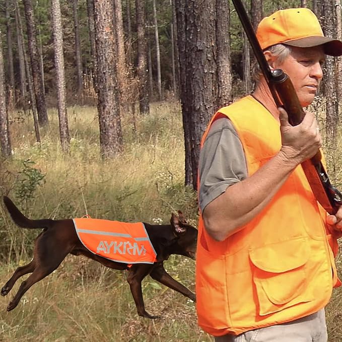 Customised Orange Reflective Dog Vest for XLarge Breeds,High Visibility Dog Safety Vest Harness with Removable Bell Keep Safe from Hunting, Training & Cars Accidents