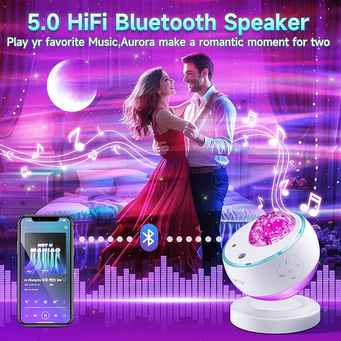 Northern Lights Projector,300+Color Modes Galaxy Projector for Bedroom, 15 White Noise, 5Moon Star Projector, Bluetooth, Remote Timer, Room Decor Bluetooth Teen Girl Gifts for Boys Gift Birthday Gifts