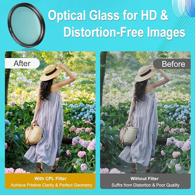 52mm Circular Polarizer Filter for iPhone and Android, CPL Lens Filter