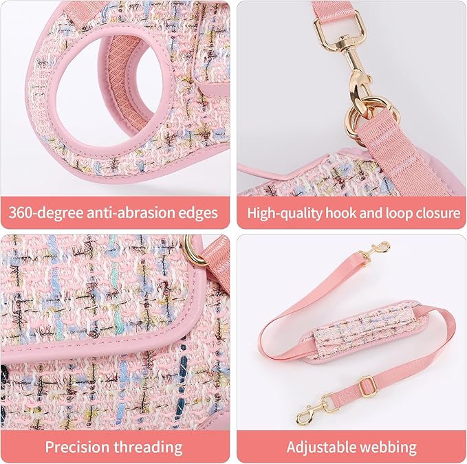 Dog Lift Harness Dog Carrier Dog VES Harness Adjustable Dog Leash with Small Puppy Treat Bag(Pink,L)