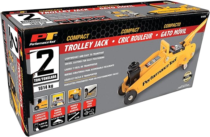 Performance Tool W1606 2 Ton (4,000 lbs.) Capacity Compact Trolley Jack