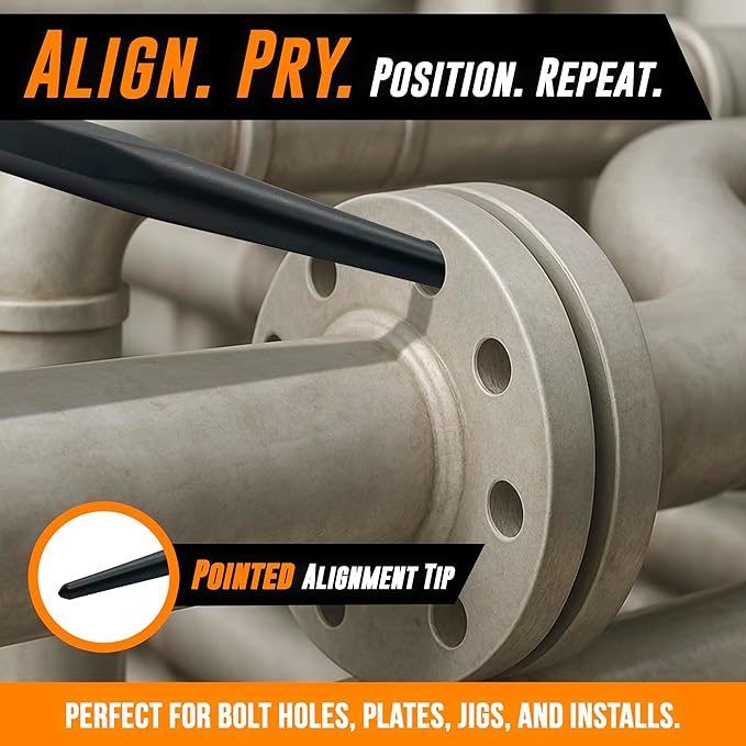 Mutt Tools 36 Inch Heavy Duty Alignment Pry Bar – Professional-Grade Sleever Bar – For Line-Up & Spud Work – Ideal for Ironworkers, Construction, & Industrial Use
