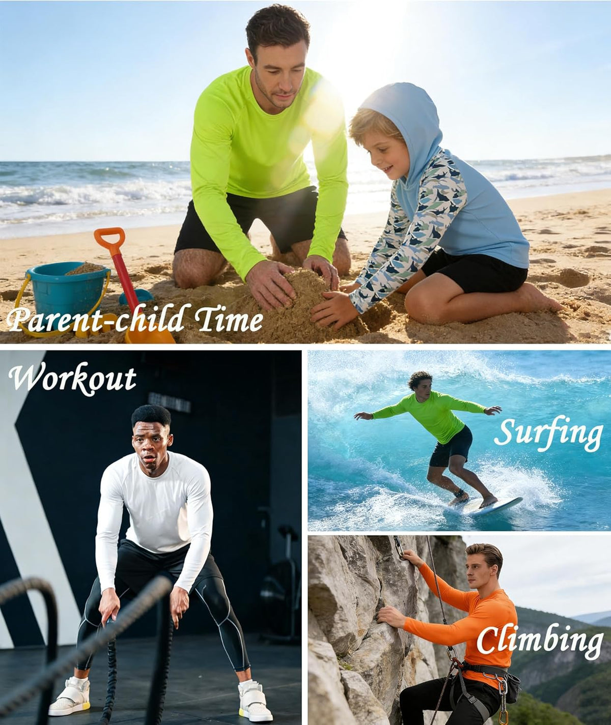 ZITY Long Sleeve Shirts for Men - UPF 50+ Sun Protection Crew Neck T-Shirts | 3-Pack for Outdoor Activities