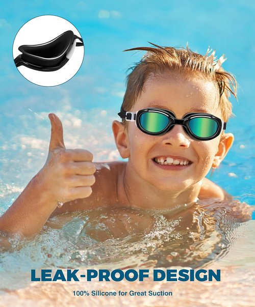 Aegend Swim Goggles for Kids 6-11 | Polarized Anti-Fog UV Protection Pool Goggles