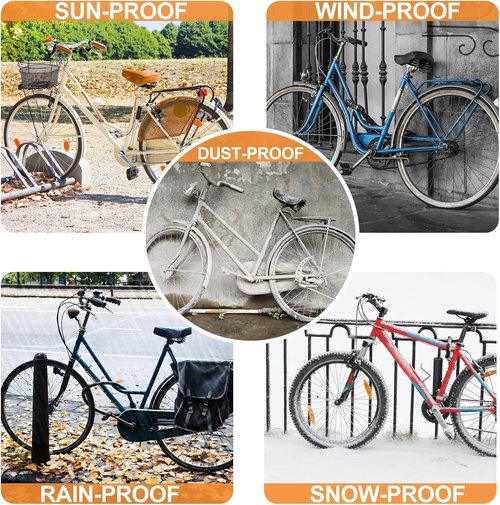 Bike Cover Waterproof - Heavy Duty 420D Ripstop Material with Lock Holes & 3 Buckles | Fits Bikes Up to 68 Inches