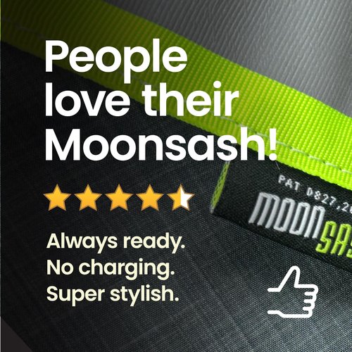 MOONSASH XL Reflective Sash for Night Walking | Replaces Reflective Vest Safety Vests & Reflective Running Vest | Perfect Reflective Running Gear | A Must Walking at Night or Biking at Night.
