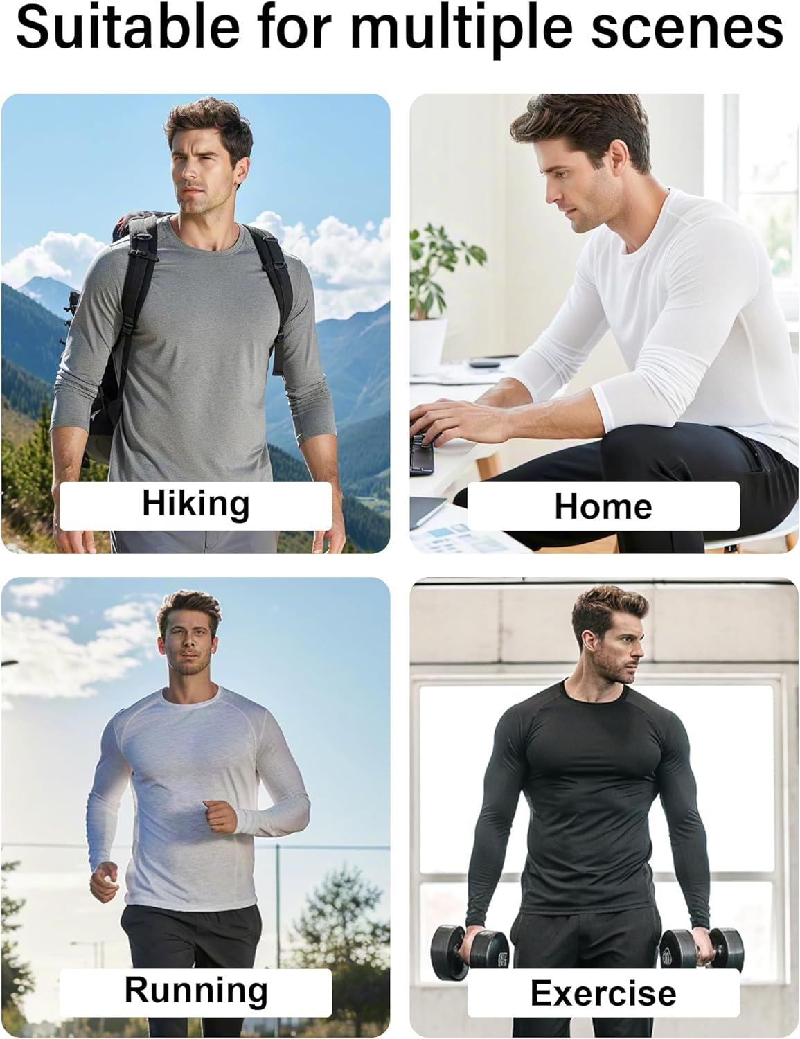 Skiennix Men's Quick Dry Long Sleeve Shirts - UPF 50+ UV Protection | Moisture-Wicking T-Shirt for Casual Workouts