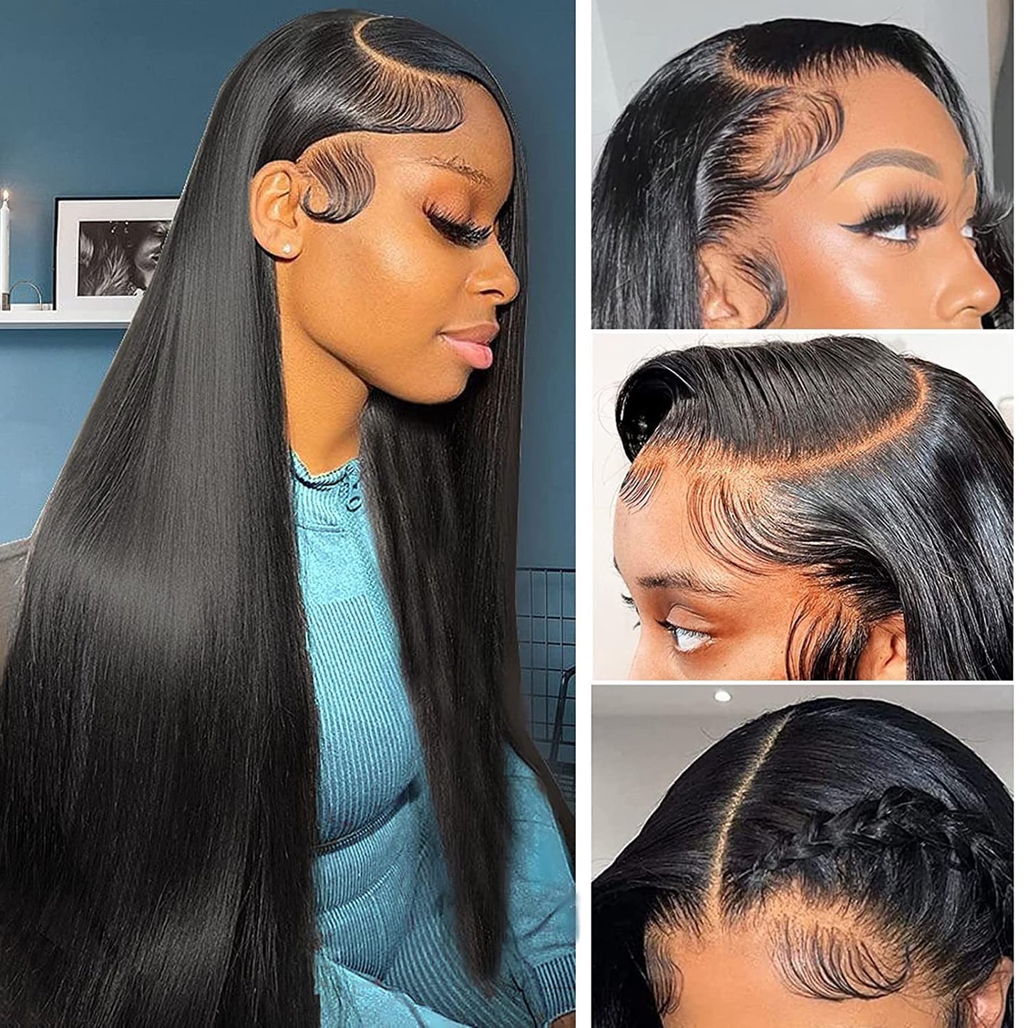Iris Queen 220 Density 13X4 Hd Straight Lace Front Wigs Human Hair Pre Plucked With Baby Hair 12A Transparent Lace Frontal Human