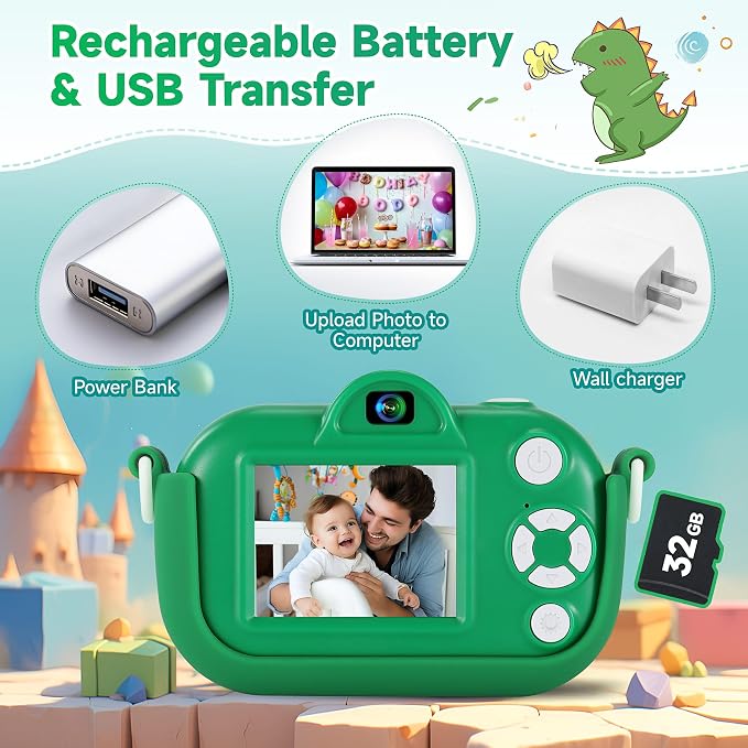 Kids Camera Boys Toys for 3 4 5 6 7 8 9 Years Old Boys, 48MP Dual Lens Kids