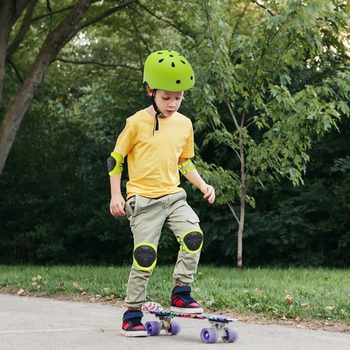 FOOKCIAN Kids Helmet - Adjustable Toddler Skateboard Helmet with Knee, Elbow & Wrist Guards | Ages 2-14