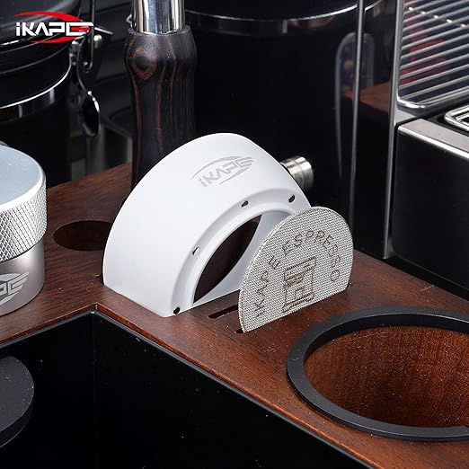 IKAPE Magnetic Dosing Funnel Set, 58MM Espresso Dosing Ring & Puck Screen Kit Compatible with 58MM Bottomless Portafilter - with 10 Small Magnet (White)