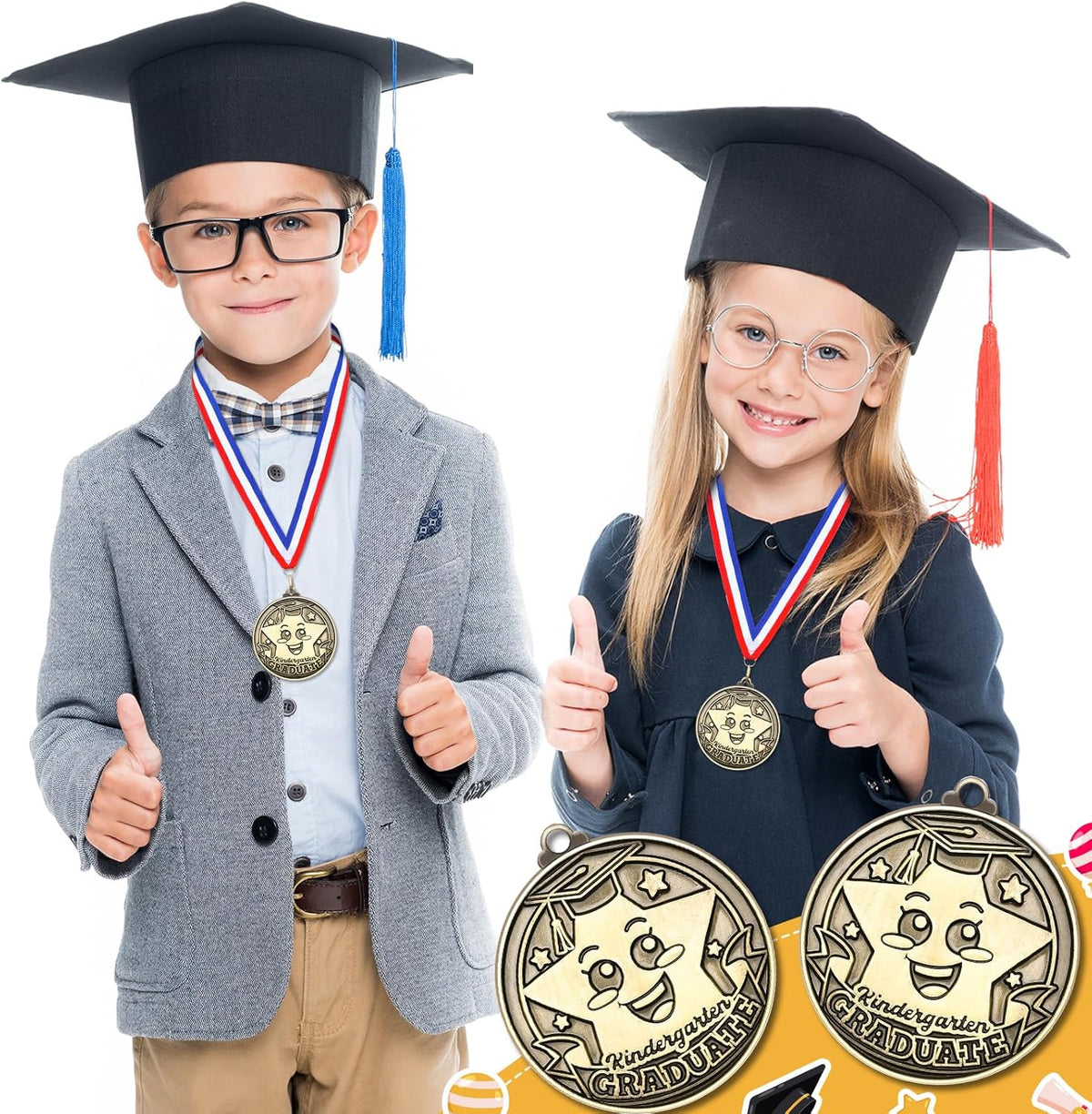 Remuuly Kindergarten Graduation Medals - 30/60 Pcs 2'' Award Medallions with Neck Ribbons | Perfect Congrats Gifts for Kids