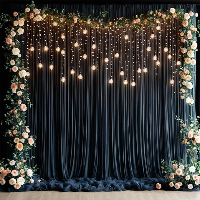30ftx12ft Wrinkle Free Black Backdrop Curtains
