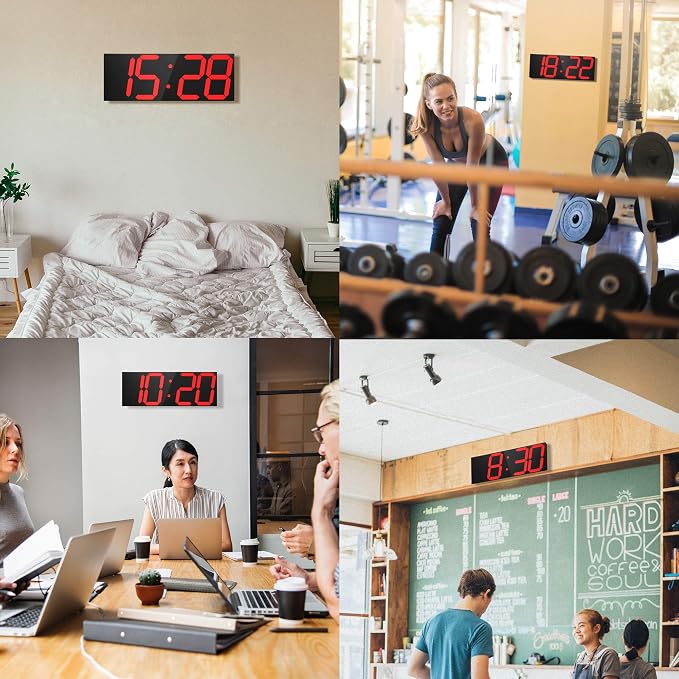 CHKOSDA LED Large Digital Wall Clock, Oversize Wall Clock