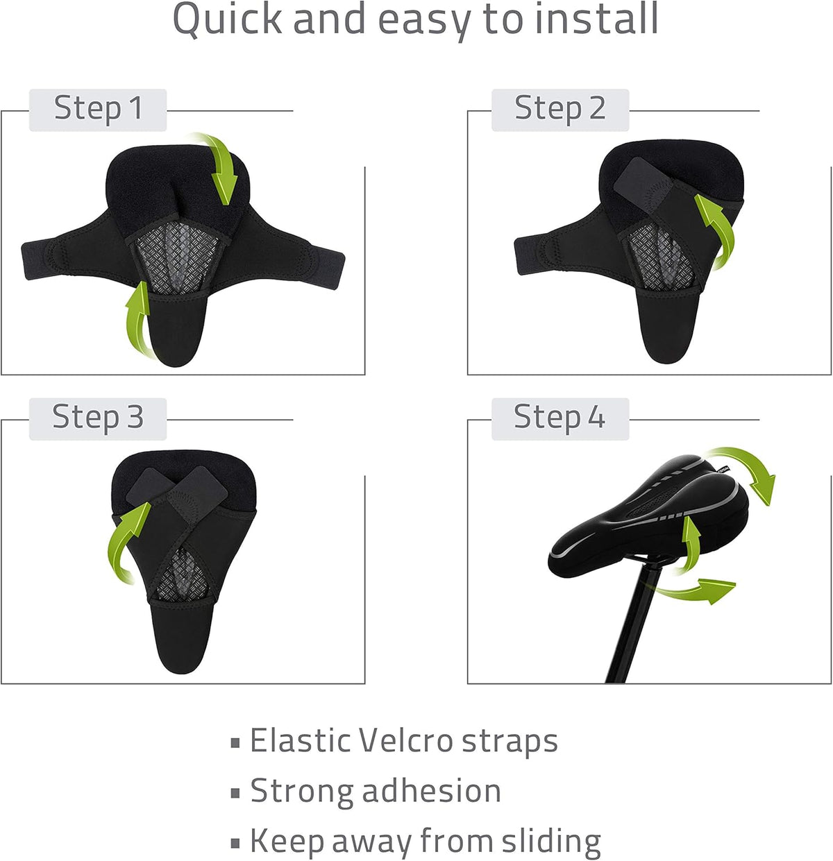 Skiennix Narrow Gel Bike Seat Cushion - Extra Soft Memory Foam & Gel Cover for All Bikes - Unisex