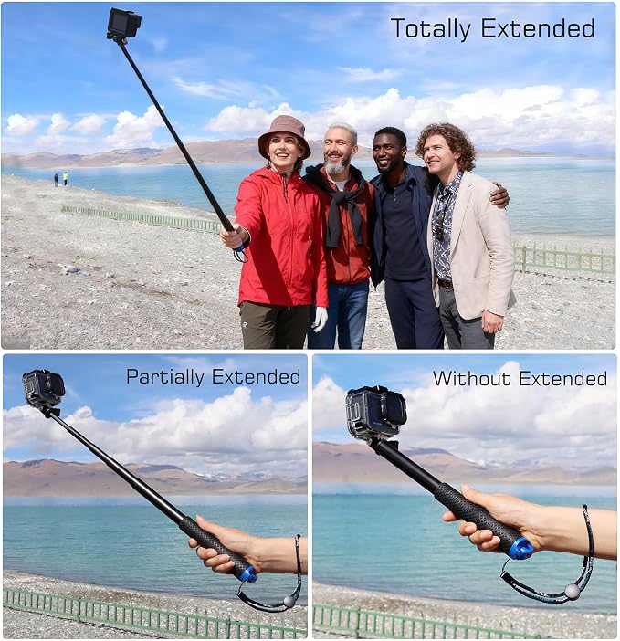 GEPULY 46''Alumium Waterproof Selfie Stick