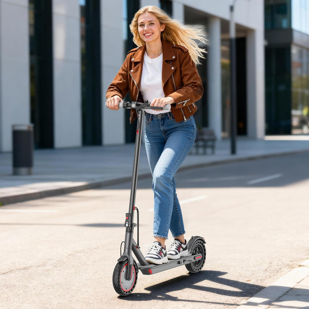 Qlaway Electric Scooter - Powerful 350W/500W Motor, 22-Mile Range, Foldable Design, Dual Braking System
