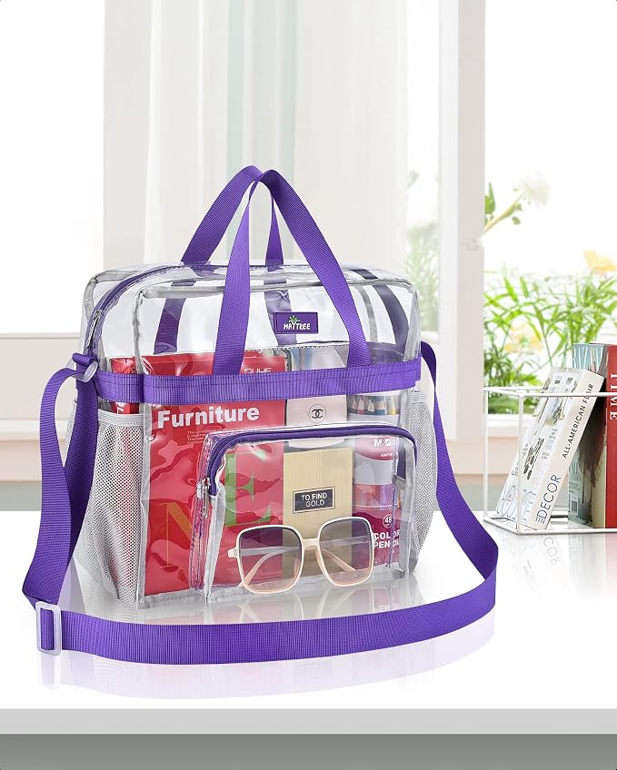 MAY TREE Clear Bag for Stadium Events 12×6×12 Clear Tote Lunch Bag