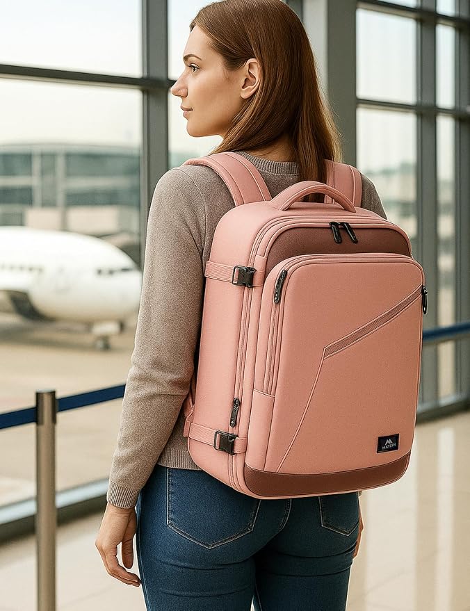 MATEIN Pink Travel Backpack for Women, 40L Water Resistant Carry on Backpack