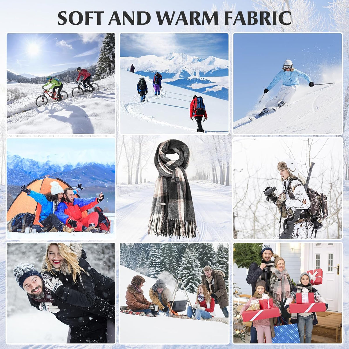 Skiennix Heated Scarf - Rechargeable Neck Warmer for Women & Men | Intelligent Electric Heating, Winter Warmth