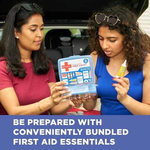 BAND-AID Brand Portable Emergency First Aid Kit - 80 Pieces for Home, Travel & Outdoor Care