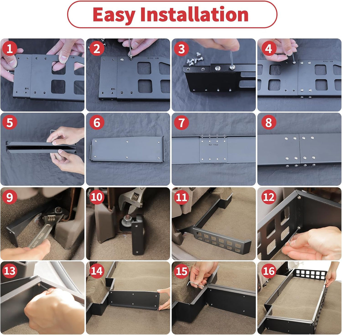 Linskip Under Seat Storage Compatible with 2014-2018 Chevy Silverado & GMC Sierra 1500 & 2015-2019 2500HD 3500HD, Modular Storage Solution with MOLLE Panel for Organized Utility, Underseat Organizer