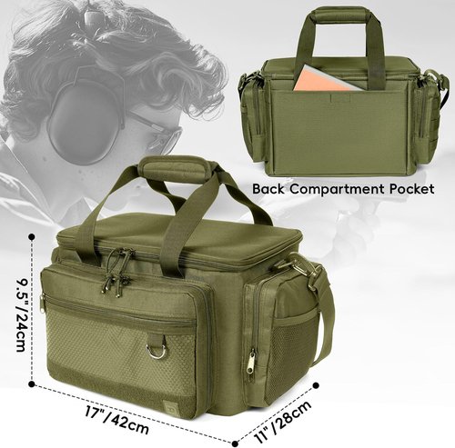 DULCE DOM Tactical Gun Range Bag - Lockable Handgun & Ammo Case with Extra Magazine Storage | Ideal for Outdoor Shooting
