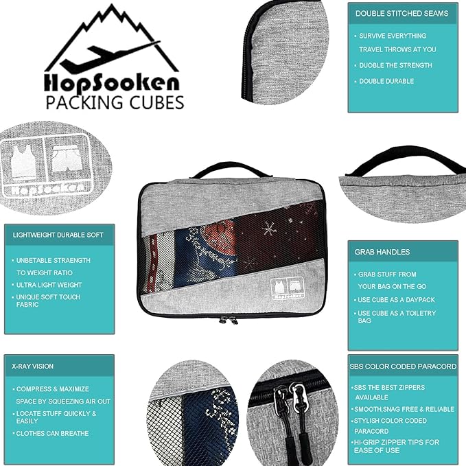5 Set Packing Cubes for Travel Large Suitcase Luggage Organizer Bags Travel Accessories Vacation 4 Cubes 1 Laundry Pouch Bag