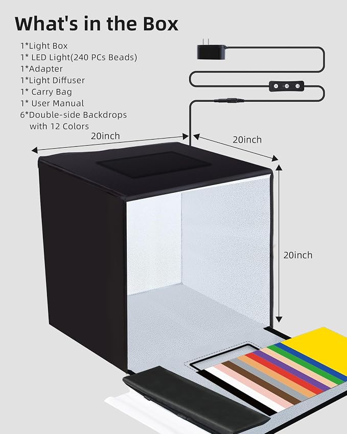 Glendan Light Box Photography: 20x20 inch Photo Studio Light Box
