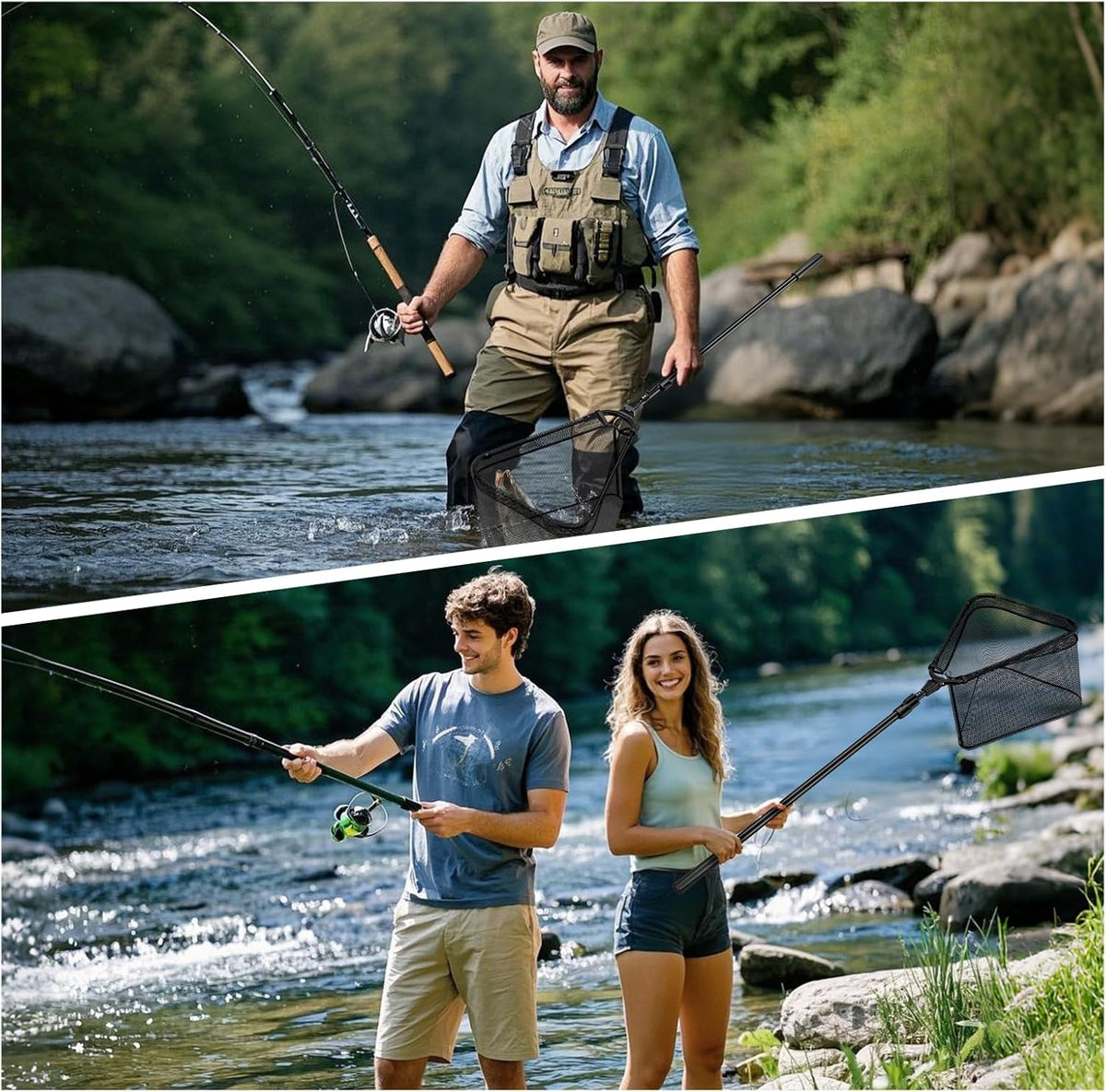 Skiennix Fishing Net - Telescoping Handle & Collapsible Design - Quick Unfolding for Easy Use