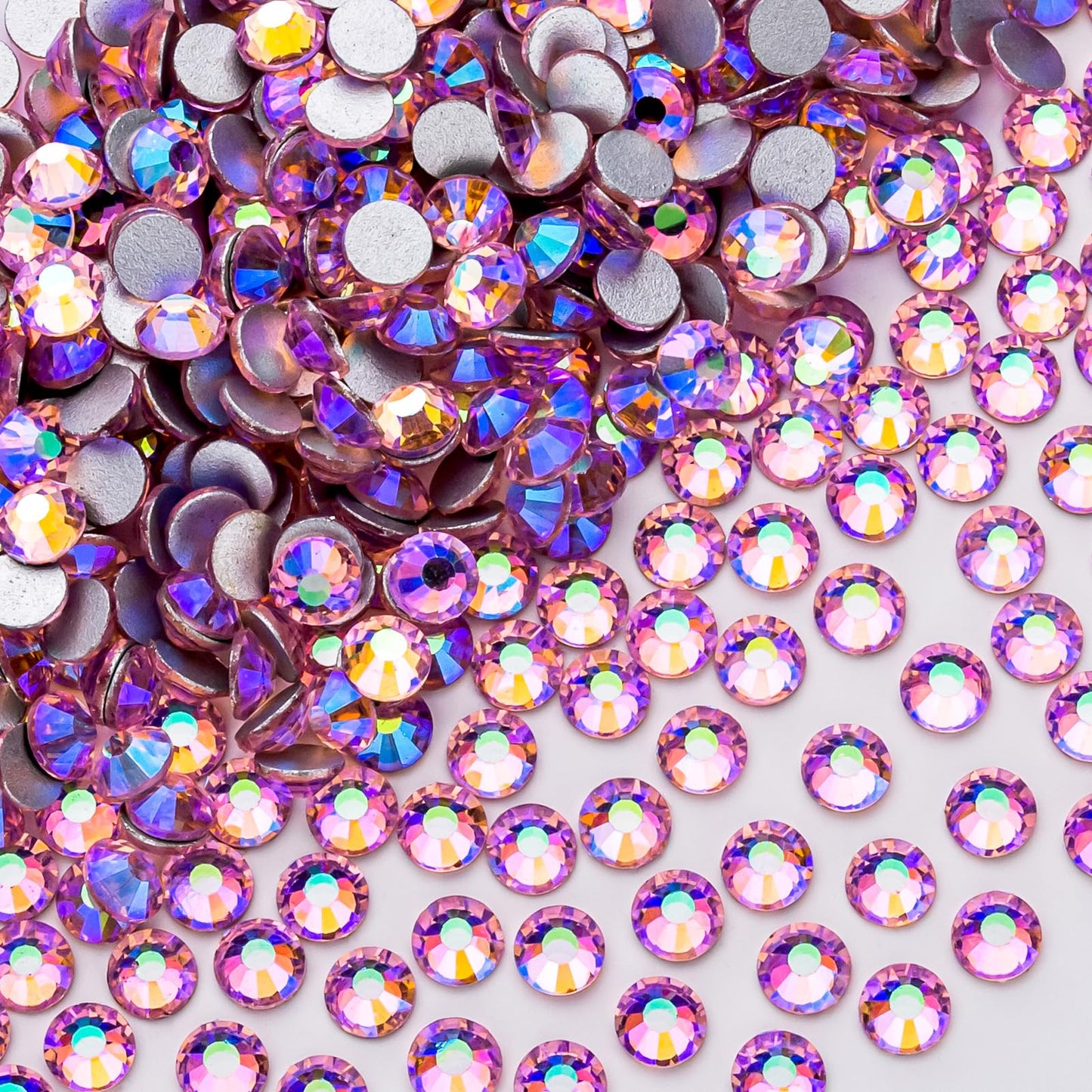 1440Pcs Pink Ab Crystal Rhinestones,Glass Flatback Rhinestones Gemstones For Nail Face Makeup Art Crafts Clothes Decoration -(Ss