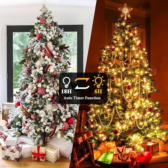 Battery Operated Christmas Lights-132FT 300 LED 8 Modes Outdoor/Indoor Waterproof Fairy Lights, Decorative Light Strings for Wedding Party Bedroom Roof Garden Halloween Thanksgiving Holiday,Warm White