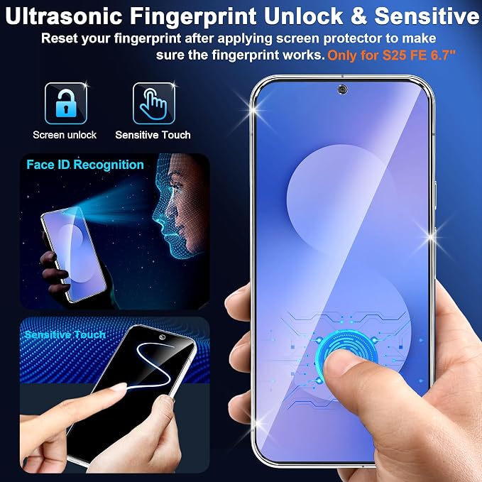 firtstnow 3 Pack for Samsung Galaxy S25 FE Screen Protector Tempered Glass + 3