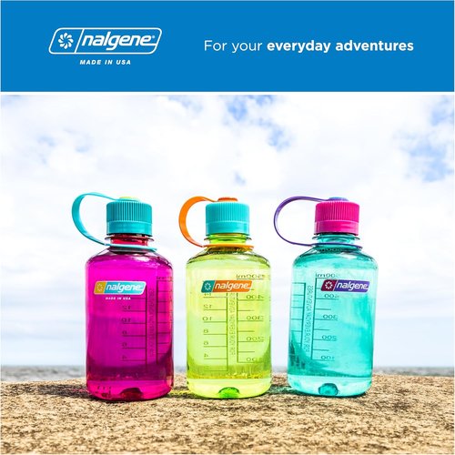Nalgene 16 oz Narrow Mouth Water Bottle - BPA-Free, Durable & Leak Proof | Endive with Fuchsia Purple