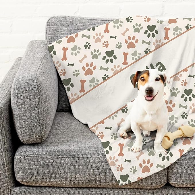 Prints Next Day โ Custom 30" x 40" Fleece Pet Lightweight Blanket Personalized with Pet Lightweight's Name - Paw Pattern - Gift for Dog Owners - Printed in America