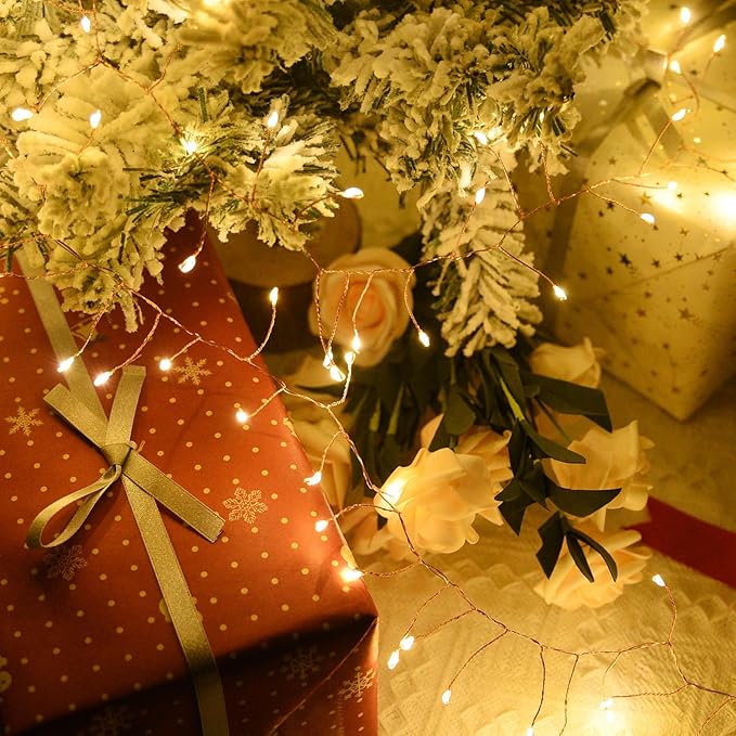 Dailyart 300 LED Fairy Lights with Remote, Warm White, 8 Modes, Plug in, Waterproof, Christmas Decoration, 10ft