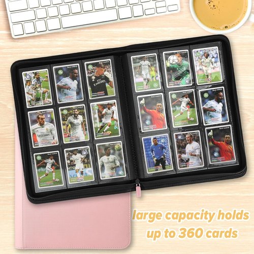 GERMUN Trading Card Binder - Premium 9 Pocket Holder for 360 Cards | Double-Sided Album in Pink