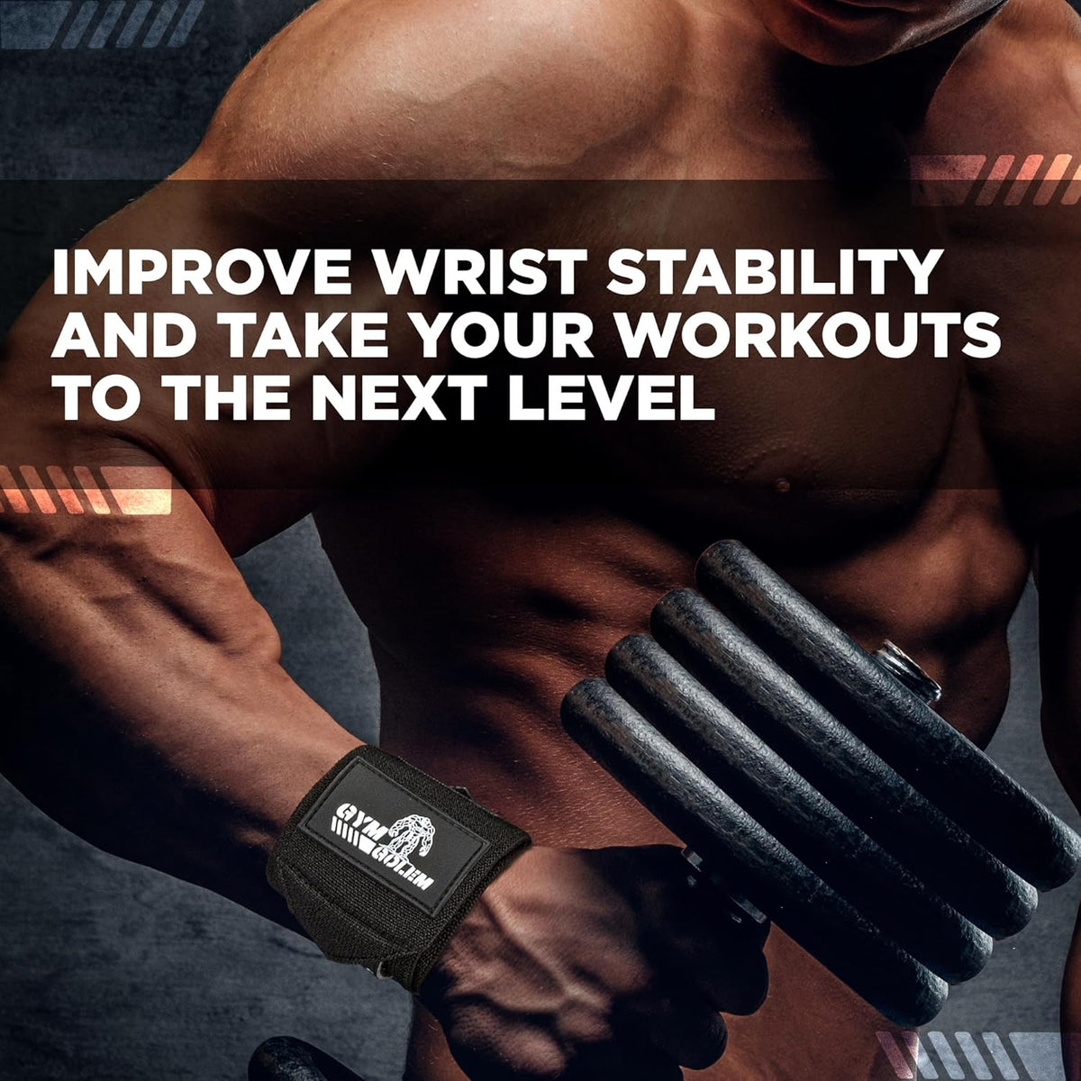 Skiennix Wrist Wraps - 18-Inch Premium Support with Thumb Loop for Powerlifting & CrossFit | 1 Pair