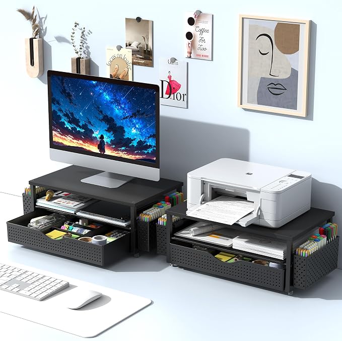 Spacrea Desk Organizer and Accessories, Computer Monitor Stand Riser