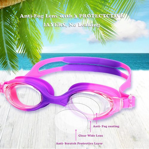 EWPJDK Kids Swim Goggles - Anti-Fog, Leak-Proof Design | 2 Pack for Ages 3-15