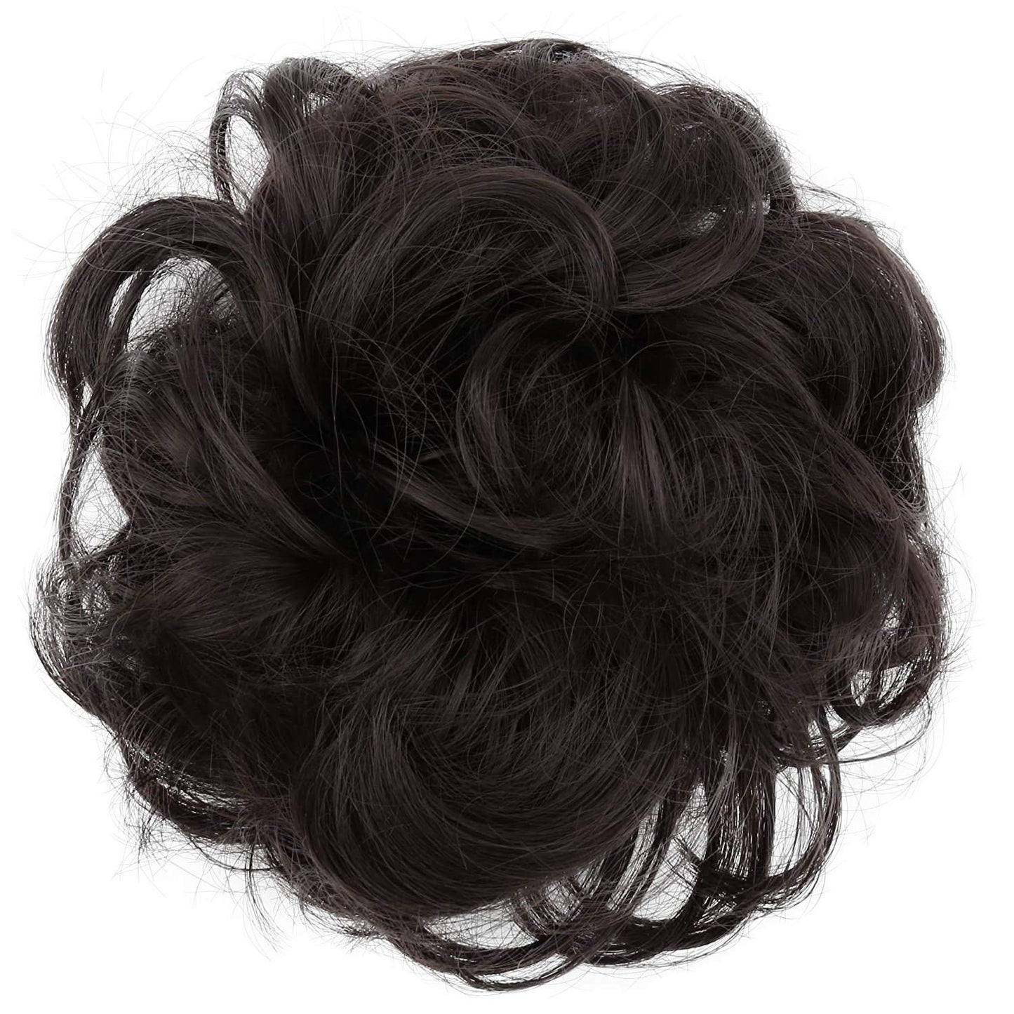 Caisha Messy Scrunchie Bun Voluminous Wavy Hairpiece Heat-Resistant Synthetic Fibres Dark Brown G3A