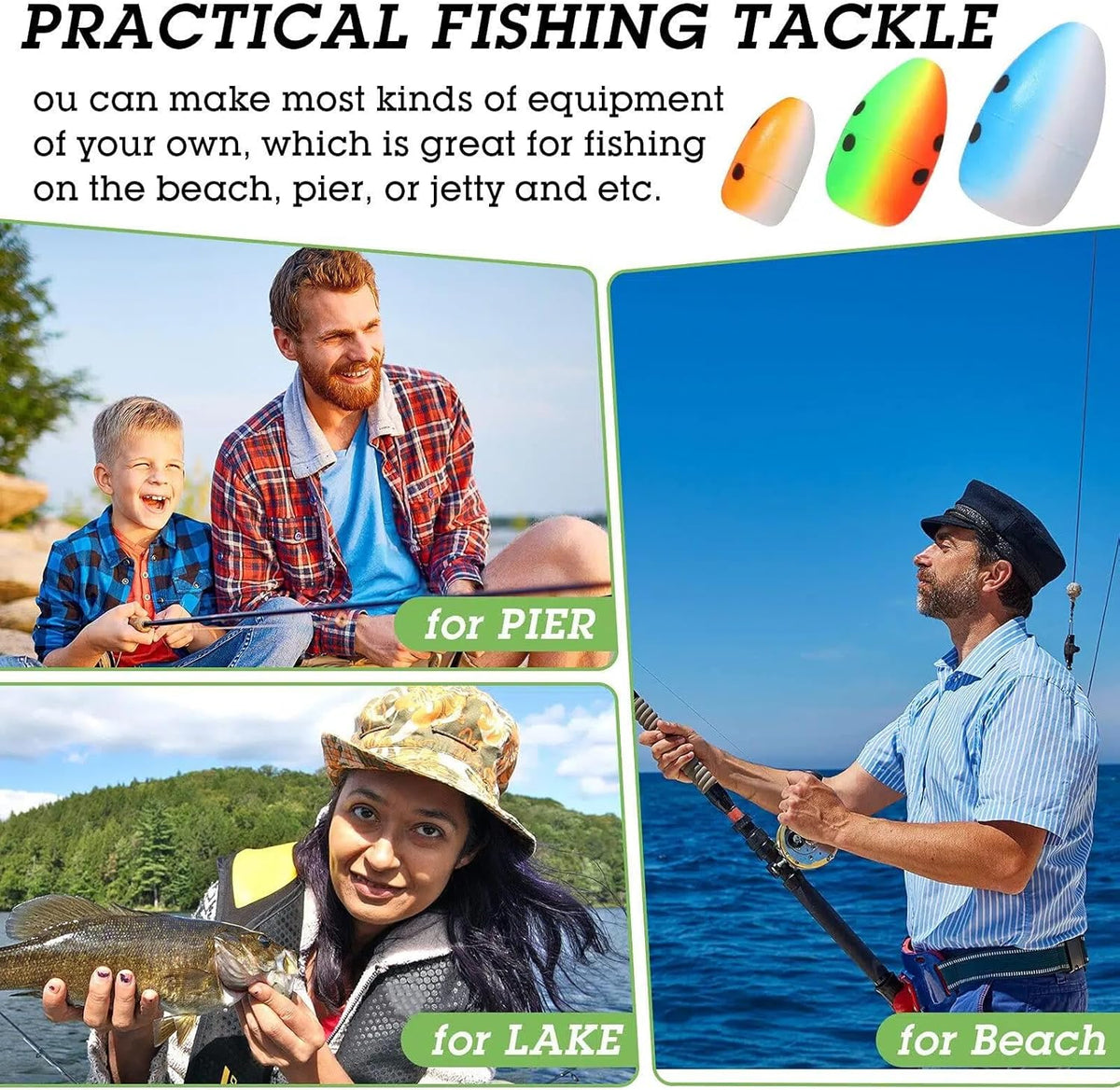 Skylety Foam Floats - 60 Pieces Fishing Rig Indicators for Trout, Catfish & Walleye - Oval Design