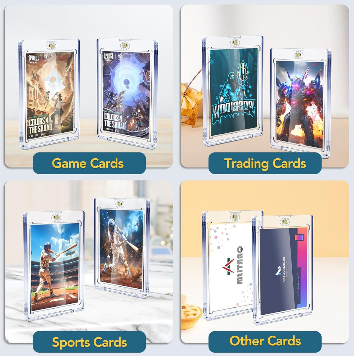 Skiennix Magnetic Card Holders - 20ct U-V Protection Hard Plastic Cases for Trading Cards | Display Sports & Game Cards