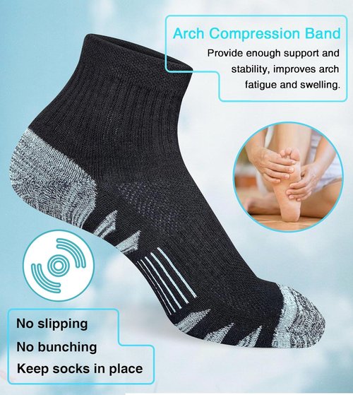 Heyoboy Women's Ankle Hiking Socks - Anti-Blister, Thick Cushioned, Moisture-Wicking | 5 Pairs